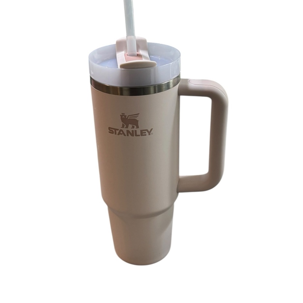 Stanley Blush Pink Travel Tumbler with Handle and Straw. 30 oz.